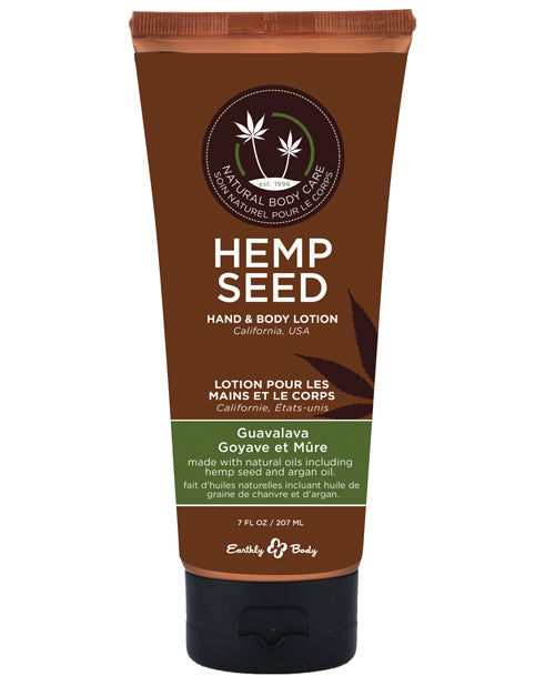 Earthly Body Massage Lotion Hand and Body Hemp Seed Oil Guavalava Scent for All Over Hydration
