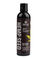 Earthly Body Massage Oil 8 oz Nag Champa Scent with Hemp Seed and Natural Oils for Aromatherapy Massage and Skin Nourishment