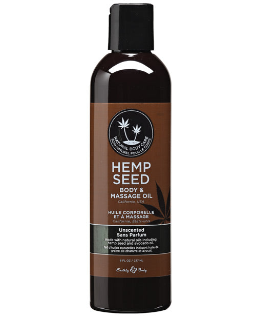 Earthly Body Massage Oil Unscented with Hemp Seed, Almond, and Apricot Oils for Sensitive Skin Hydration