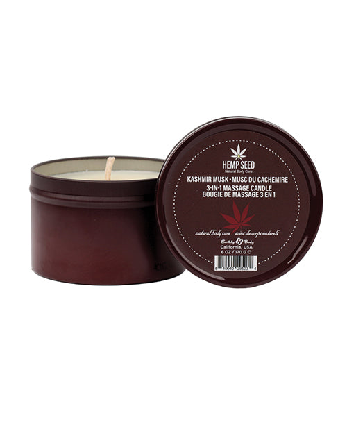 Earthly Body Hemp Candle Dual-Purpose Scented Candle Infused with Kashmir Musk for Relaxing Aromatherapy and Moisturizing Massage