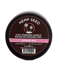 Earthly Body Hemp Candle Moisturizing Massage Oil with Zen Berry Rose Scent for Relaxing Ambiance and Skin Hydration