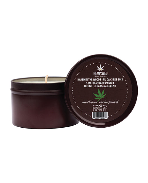 Earthly Body Setting The Mood Massage Oil Candle with White Tea and Ginger in Round Tin for Aromatherapy and Skin Moisturization