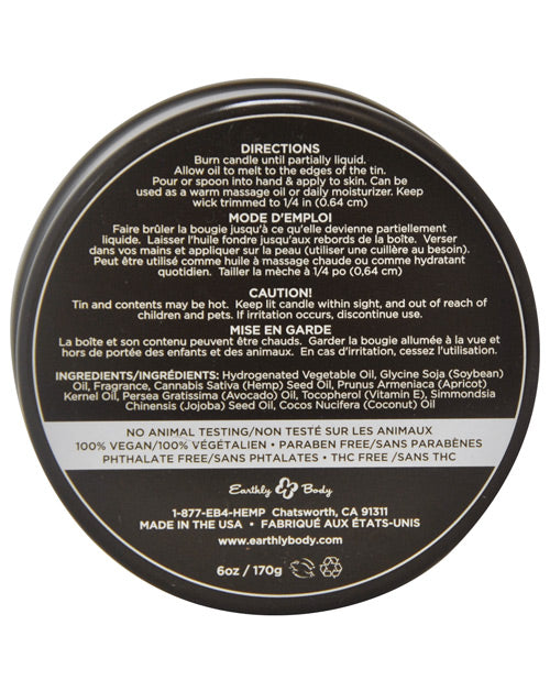 Earthly Body High Tide Hemp Massage Candle with Coconut Lime Verbena Scent