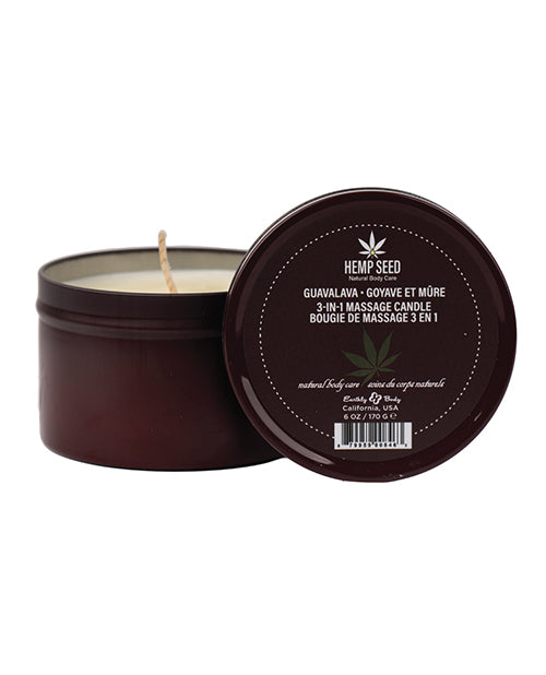 Earthly Body Setting The Mood Candle with Natural Hemp Oil and Guavalava Fragrance for Relaxation and Massage