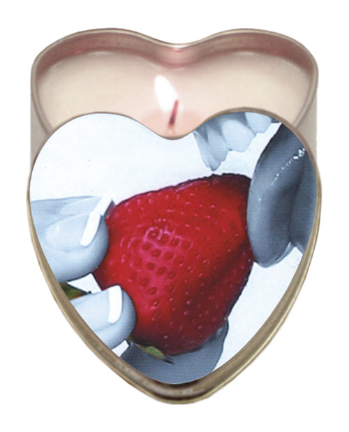 Earthly Body Edible Massage Candle strawberry flavor hemp oil heart tin for relaxing massage and moisturizing