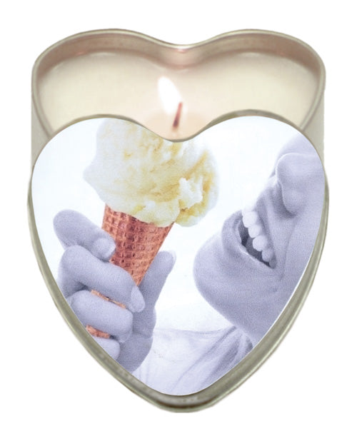 Earthly Body Edible Massage Candle Vanilla Hemp Oil Heart Tin for Sensual Massage and Skin Moisturizing