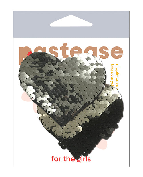 Pastease Lingerie Pasties Color Changing Flip Sequins Heart Slate Black for Versatile Lingerie Looks