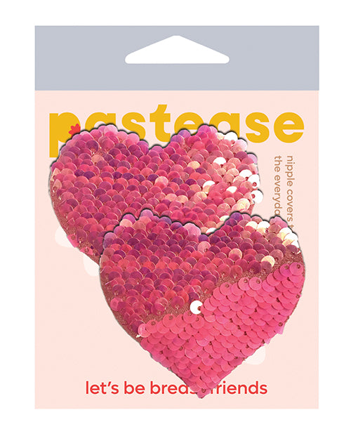 Pastease Lingerie Color Changing Flip Sequin Heart Nipple Covers Pink Self-Adhesive O/S for Bold Style