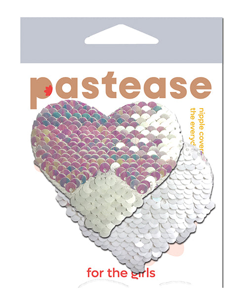 Pastease Lingerie Pasties Color Changing Flip Sequins Heart Pearl White for Playful Lingerie Accessory