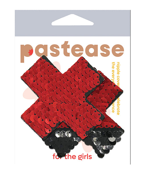 Pastease Lingerie Color Changing Flip Sequins Cross Red/Black Reversible for Versatile Festival or Lingerie Styling