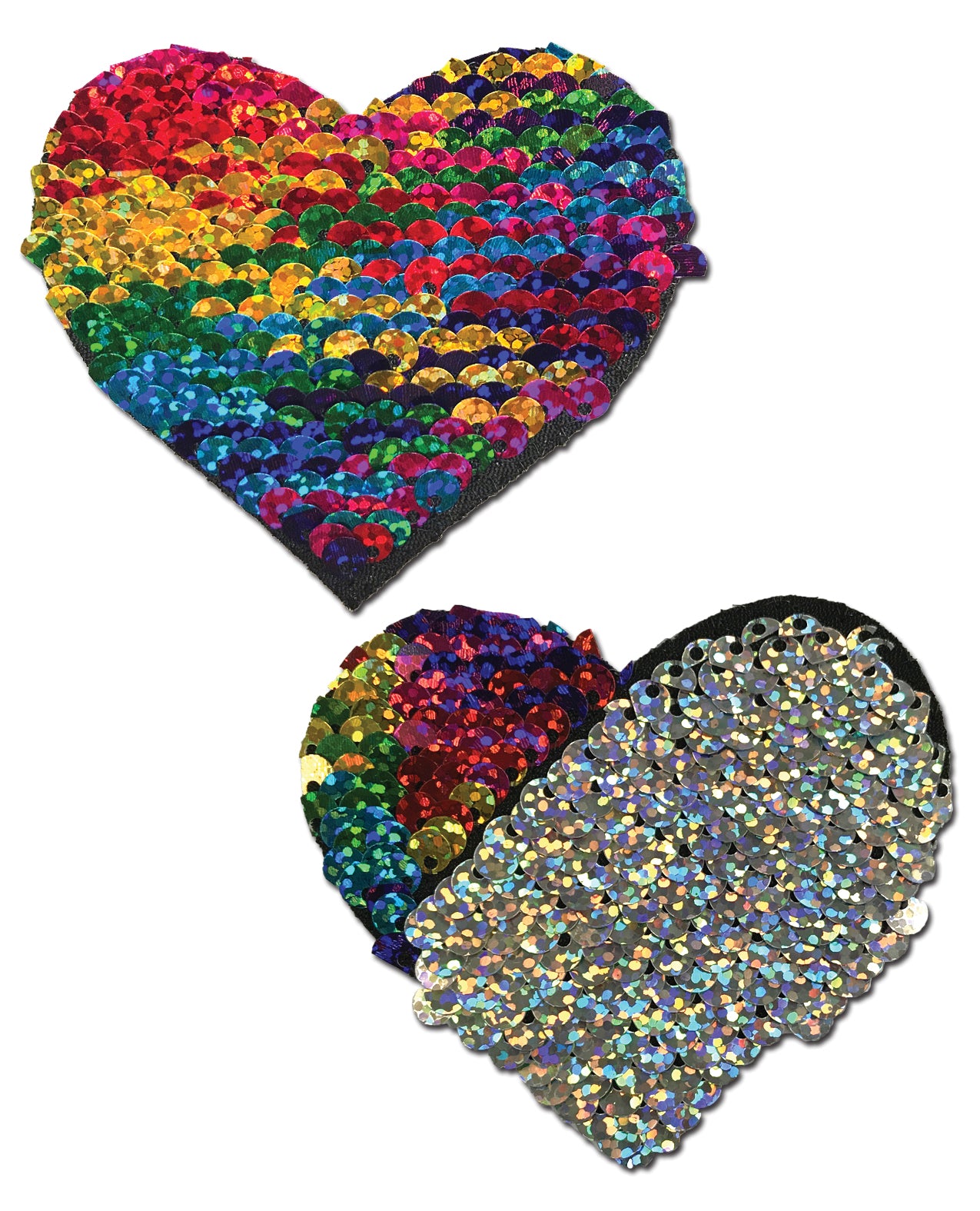 Color Changing Rainbow Heart Sequin Pasties with Flip Effect