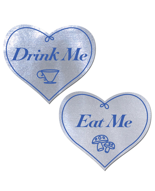 Pastease Premium Liquid Heart Eat Me Drink Me Nipple Pasties – White O/S
