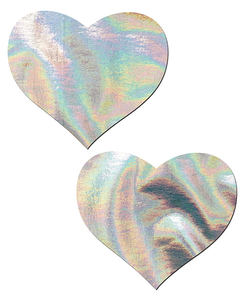 Pastease Premium Hologram Heart Nipple Covers in Silver