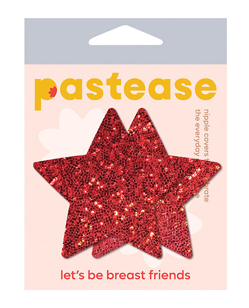 Pastease Lingerie Star Glitter Nipple Pasties Red Waterproof Self-Adhesive for Playful Styling