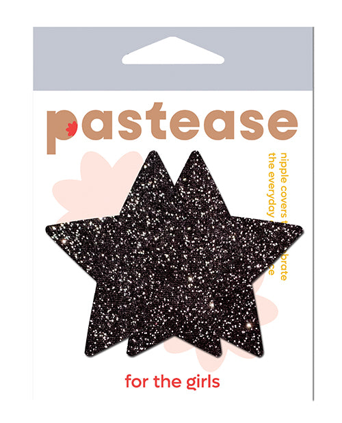 Pastease Black Glitter Star Nipple Pasties with Medical-Grade Adhesive for Bold Festival Wear