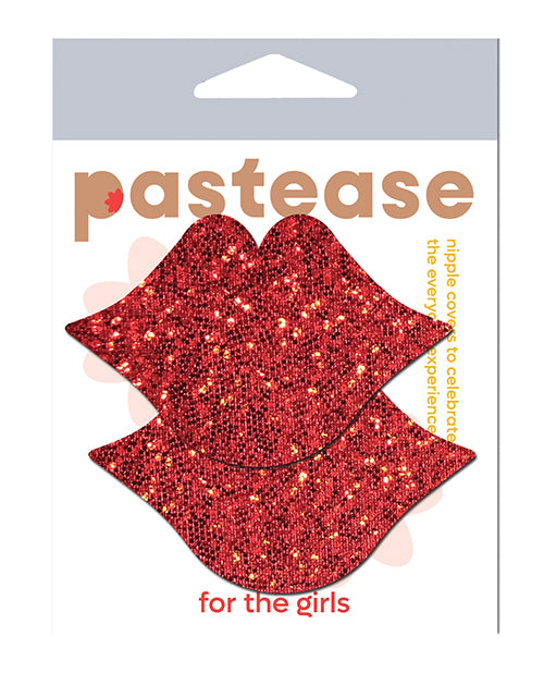 Pastease Lingerie - Packaged Premium Glitter Lips Red Sparkling Finish Self-Adhesive for Bold Statement Styling