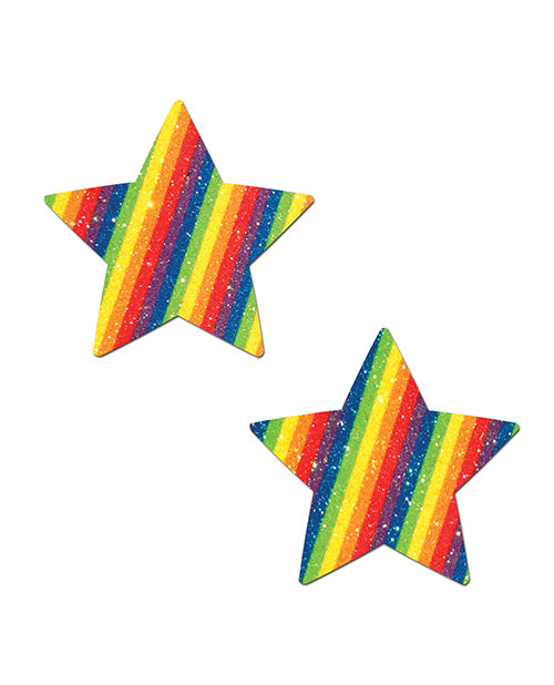 Pastease Glitter Star Nipple Pasties in Rainbow – O/S