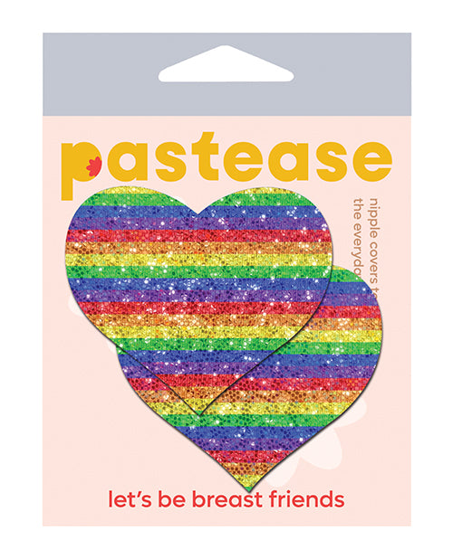 Pastease lingerie packaged rainbow glitter heart pasties with adhesive for festival and party wear