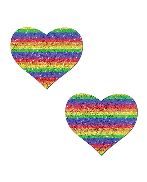 Pastease Premium Rainbow Glitter Heart Pasties – Vibrant Lingerie Cover
