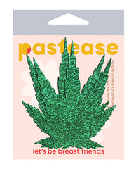 Pastease Green Lingerie - Glitter Marijuana Leaf Pasties with Self-Adhesive Design for Festival Outfits