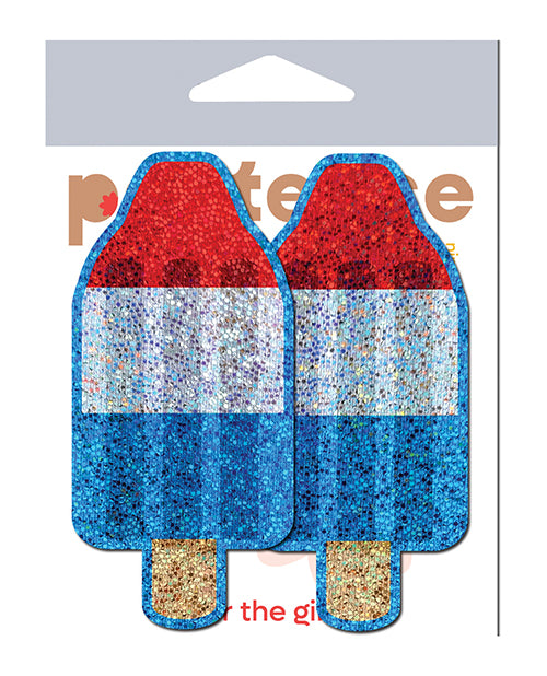 Pastease Glitter Nipple Pasties Red White Blue USA Ice Pop Waterproof Adhesive for Bold Party Looks