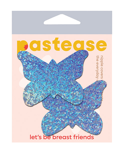 Pastease Nipple Pasties Blue Glitter Butterfly Seamless Fit Waterproof Adhesive for Bold Lingerie and Party Wear