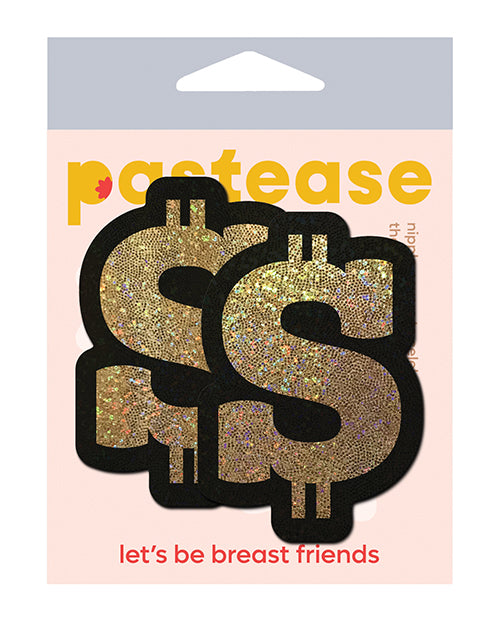 Pastease Nipple Pasties Gold Glitter Dollar Sign Self-Adhesive for Festival Lingerie Looks