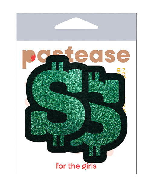 Pastease Nipple Pasties Green Glitter Dollar Sign with Waterproof Adhesive for Festival and Costume Wear