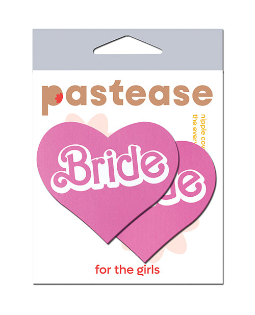 Pastease Lingerie Nipple Covers Pink Bride Heart Lettering Comfort Fit for Bridal and Bachelorette Parties