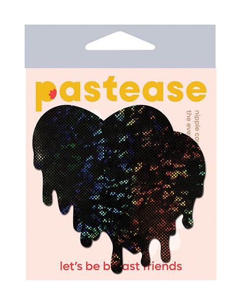 Pastease Lingerie Nipple Pasties Glittery Black Heart Shape with Waterproof Adhesive for Bold Fashion Coverage