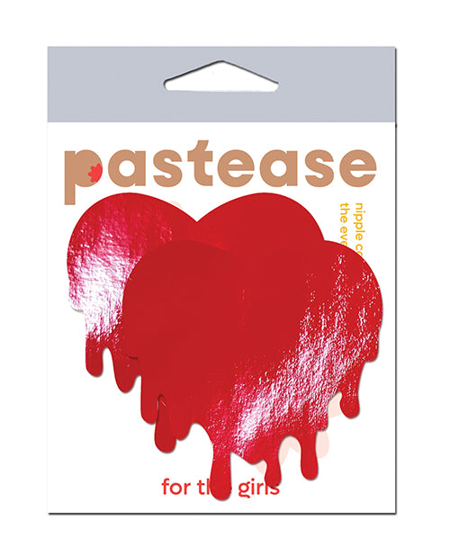 Pastease Nipple Pasties Faux Leather Red Melty Heart Hypoallergenic Adhesive for Romantic Lingerie Wear