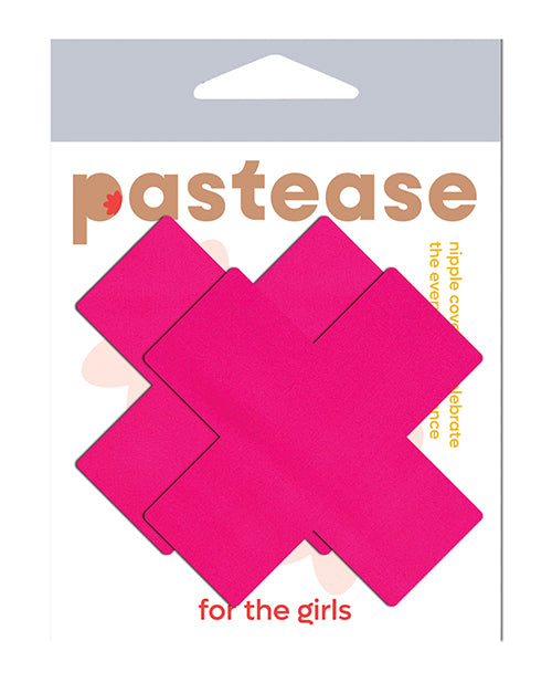 Pastease Lingerie Neon Pink Cross Nipple Pasties with Waterproof Adhesive for Versatile Festival Style