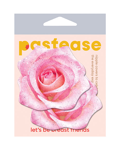 Pastease Lingerie Pink Glitter Velvet Rose Nipple Pasties with Medical-Grade Adhesive for Secure, Comfortable Lingerie Styling
