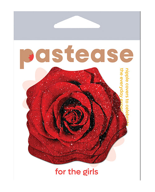 Pastease lingerie packaged red glitter velvet blooming rose pasties self-adhesive for eye-catching coverage and festival wear