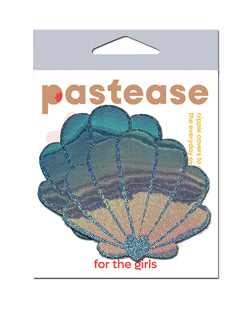 Pastease Lingerie Packaged Opalescent Mermaid Shells Pasties Glitter Waterproof Design for Beach and Festival Wear