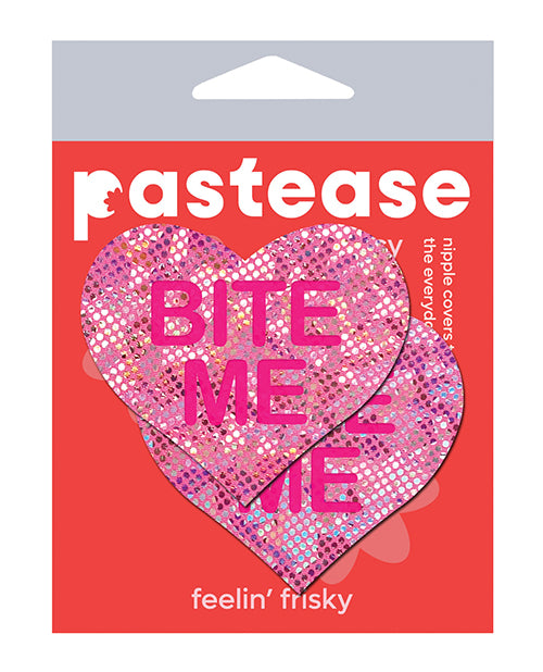Pastease Lingerie Packaged Heart-Shaped Bite Me Pasties Pink Red for Playful Lingerie Looks