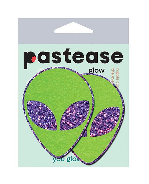 Pastease Nipple Pasties Purple Green Glitter Alien Design for Playful Lingerie and Festival Wear