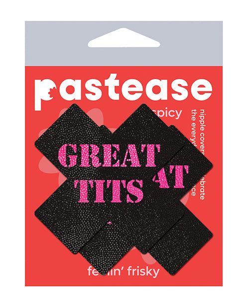 Pastease Lingerie - Packaged Self-Adhesive Black/Pink Cross Pasties for Bold Style and Confident Use