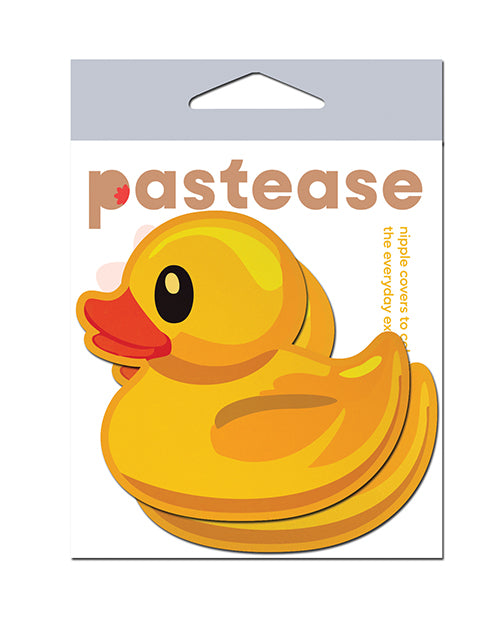 Pastease Rubber Duck Pasties in bright yellow with waterproof adhesive for playful festival and pool party lingerie