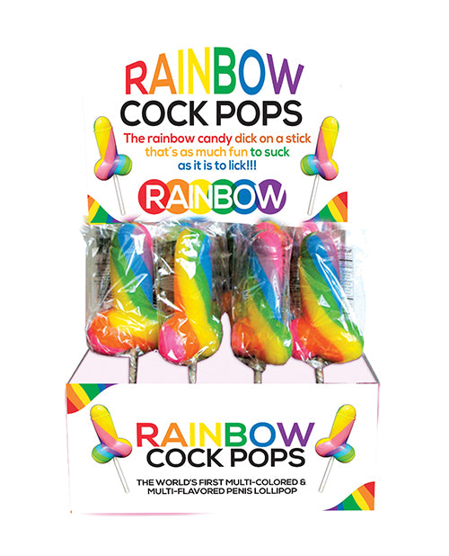 Hott Products Rainbow Cock Pops Multi-Colored Flavored Lollipops Display for Party Favors
