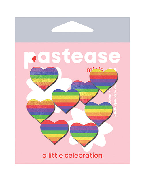 Pastease Lingerie Mini Rainbow Heart Nipple Covers with Adhesive Pack of 8 for Colorful Festival Style