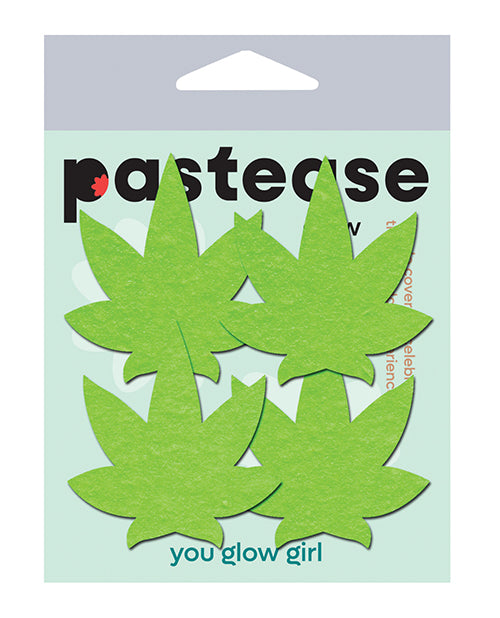 Pastease Lingerie - Packaged Glow in the Dark Leaf Petites Nipple Pasties Reusable Adhesive for Intimate Styling