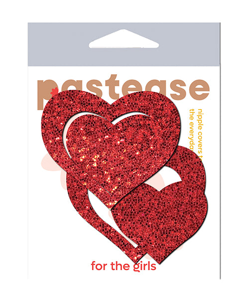 Pastease Lingerie Nipple Pasties Red Glitter Heart Shape for Confident Coverage and Playful Wear