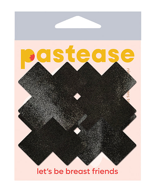 Pastease Lingerie Packaged Black Liquid Cross Petite Pasties Water-Resistant Adhesive for Festival Outfits