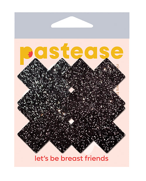 Pastease Black Nipple Pasties Small Sparkle Plus X Waterproof Adhesive for Discreet Coverage