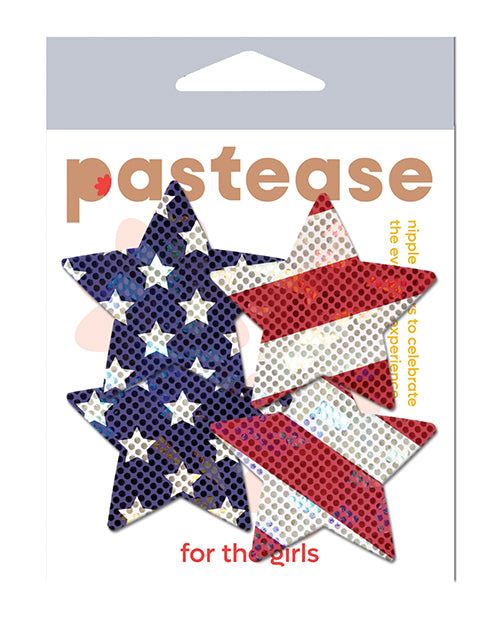 Pastease Lingerie Packaged Glittering Stars and Stripes Nipple Pasties Petite Size for Comfortable Secure Wear