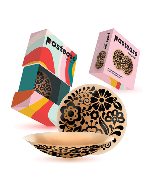 Pastease HALOS Silicone Floral Nipple Covers w/Travel Box - Nude A-C Cup 10 or More Uses
