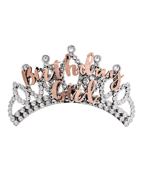 OMG International Birthday Girl Tiara Rose Gold Metallic Diamante Detail for Party Celebrations