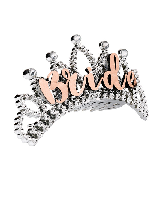 OMG International Bride Tiara with Rose Gold Lettering Elegant Bridal Accessory for Wedding and Bachelorette Party