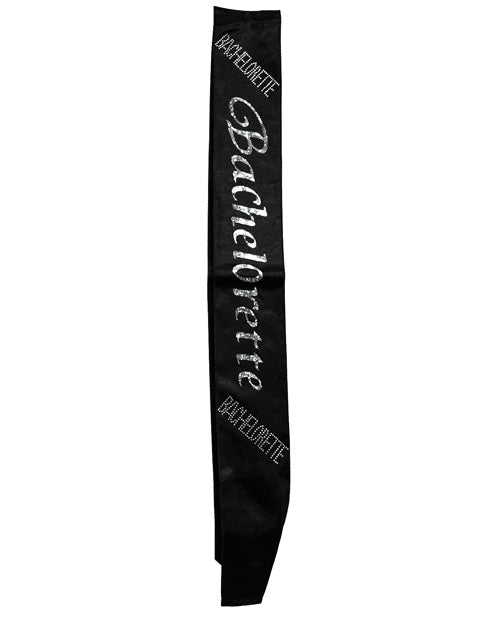 OMG International Bachelorette Sash Black with Silver Lettering and Clear Stones for Celebratory Occasions